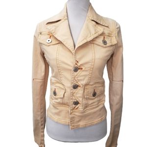 Christopher Blue Denim Moto Jacket Sz Small